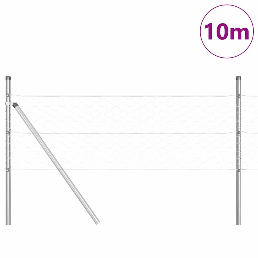 Afrasteringspaal Zilver 10 x 0,5 m (50 mm gaas) Staal