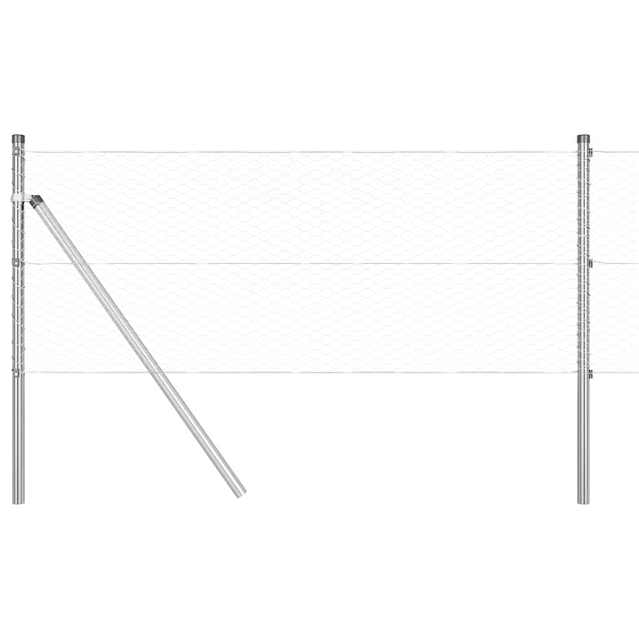 Afrasteringspaal Zilver 10 x 0,6 m (25 mm gaas) Staal