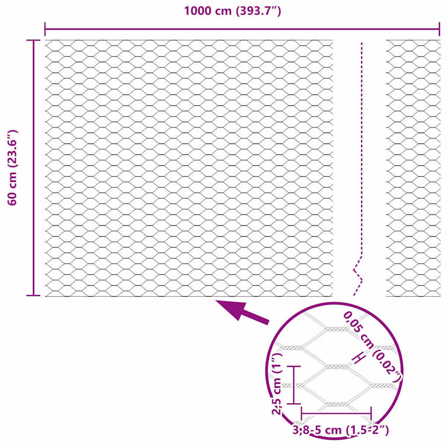 Afrasteringspaal Zilver 10 x 0,6 m (25 mm gaas) Staal