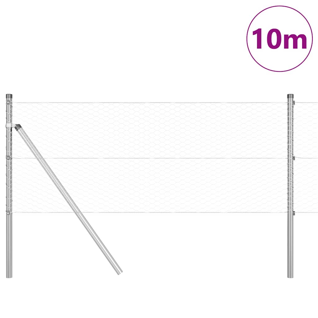 Afrasteringspaal Zilver 10 x 0,6 m (25 mm gaas) Staal