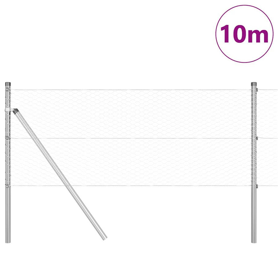 Afrasteringspaal Zilver 10 x 0,6 m (25 mm gaas) Staal