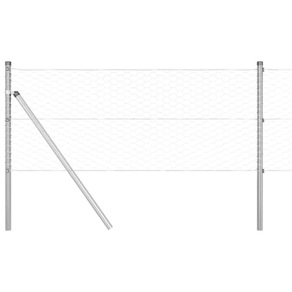 Afrasteringspaal Zilver 10 x 0,6 m (36 mm gaas) Staal