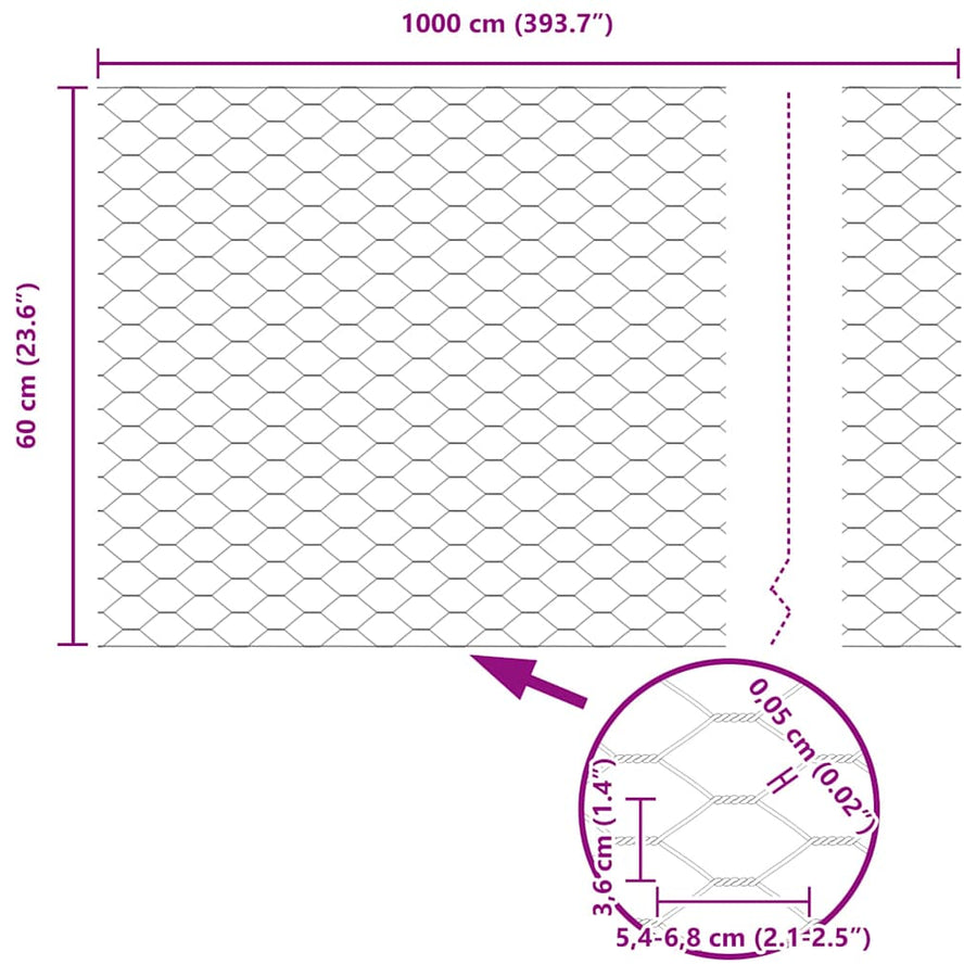 Afrasteringspaal Zilver 10 x 0,6 m (36 mm gaas) Staal