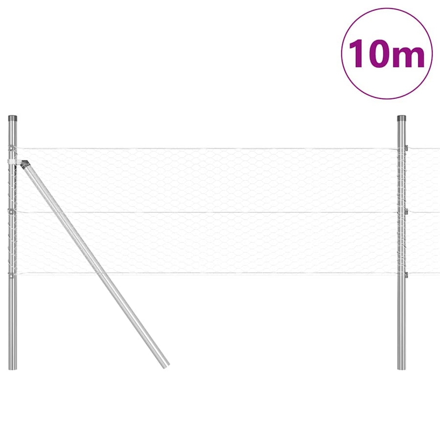 Afrasteringspaal Zilver 10 x 0,8 m (25 mm gaas) Staal