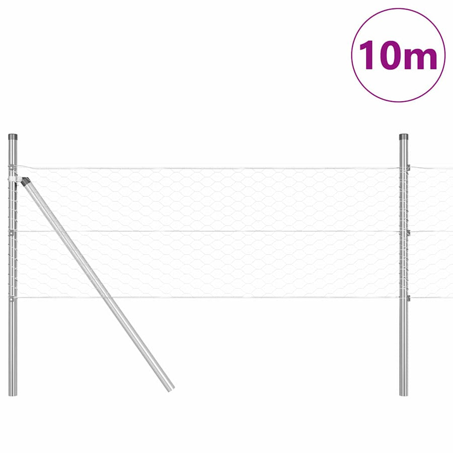 Afrasteringspaal Zilver 10 x 0,8 m (36 mm gaas) Staal