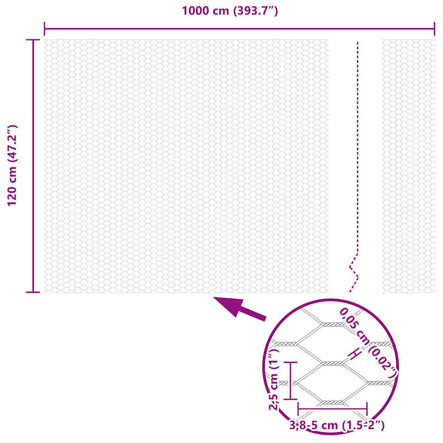 Afrasteringspaal Zilver 10 x 1,2 m (25 mm gaas) Staal