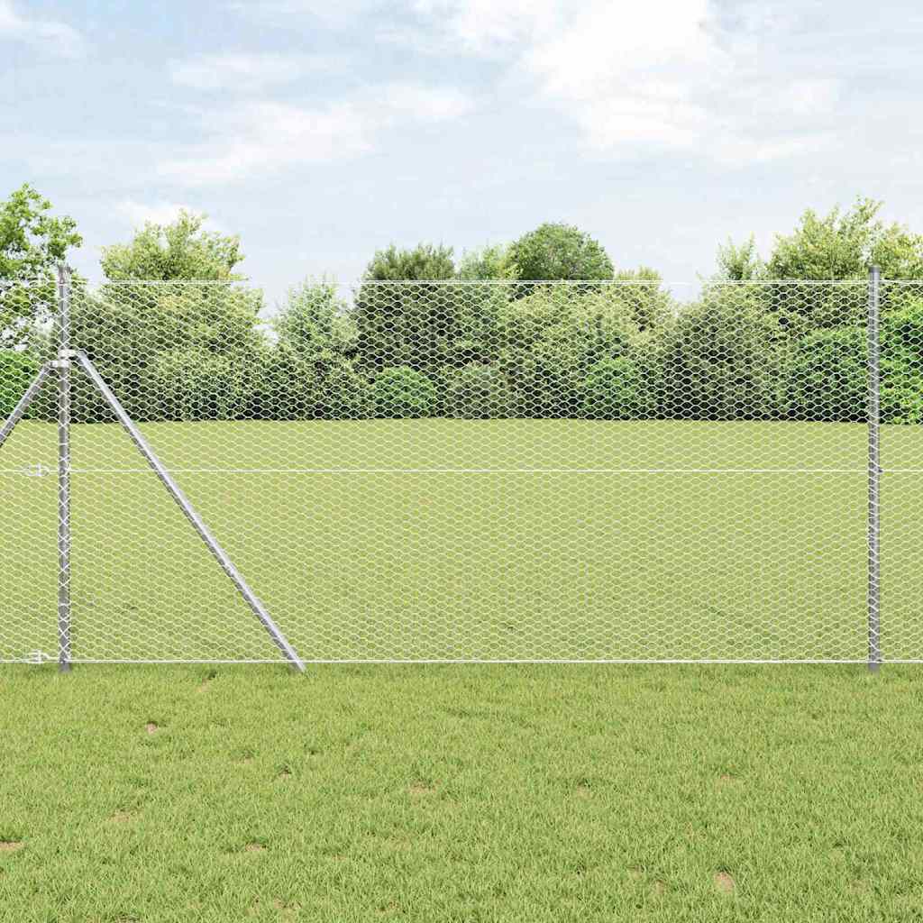 Afrasteringspaal Zilver 10 x 1,4 m (25 mm gaas) Staal