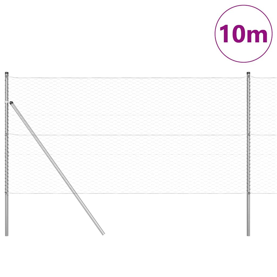 Afrasteringspaal Zilver 10 x 1,4 m (36 mm gaas) Staal