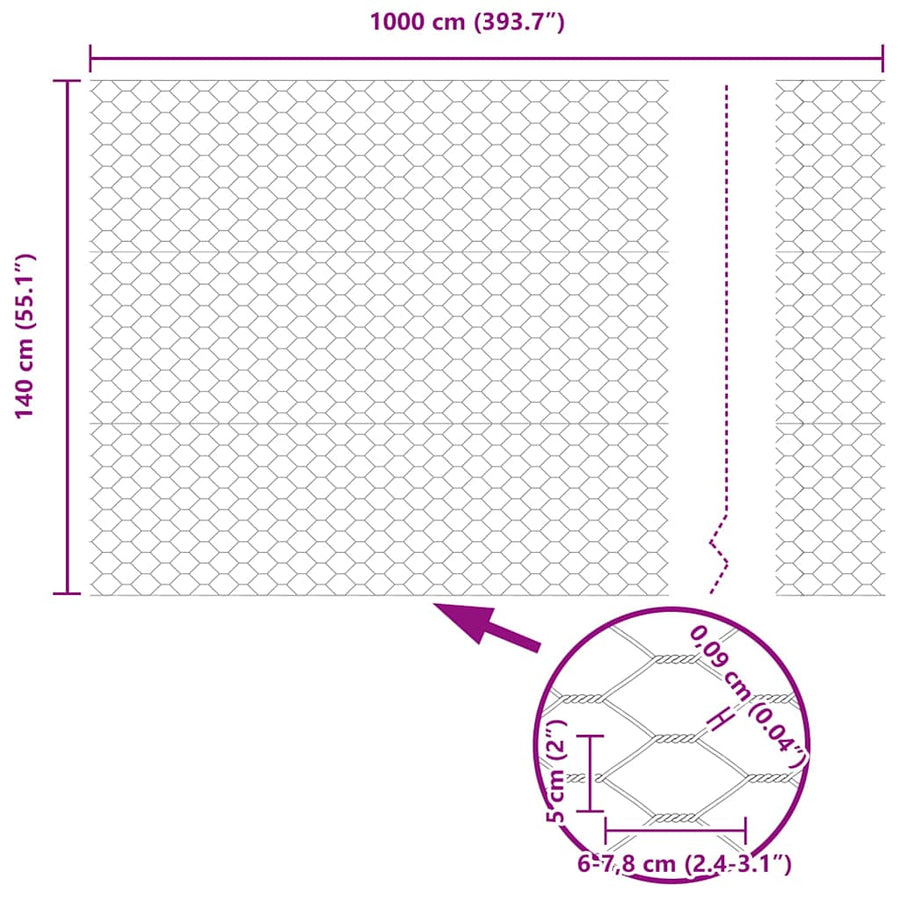 Afrasteringspaal Zilver 10 x 1,4 m (50 mm gaas) Staal