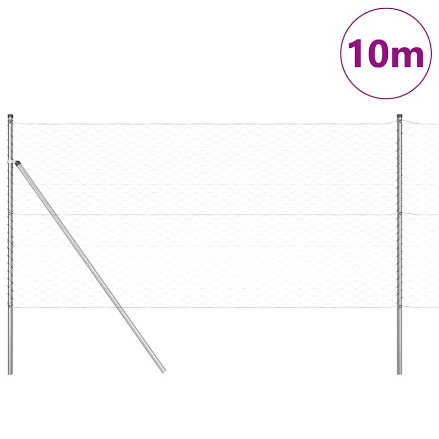 Afrasteringspaal Zilver 10 x 1,4 m (50 mm gaas) Staal
