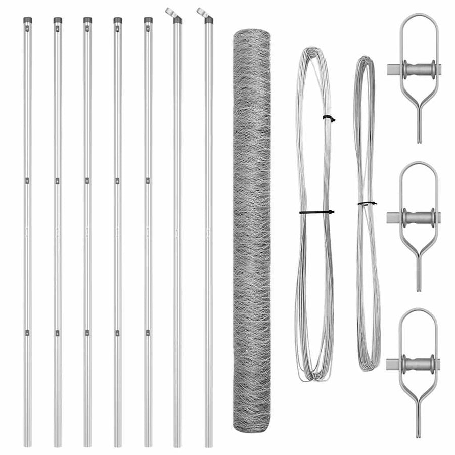 Afrasteringspaal Zilver 10 x 1,5 m (50 mm gaas) Staal