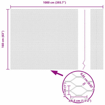 Afrasteringspaal Zilver 10 x 1,6 m (25 mm gaas) Staal