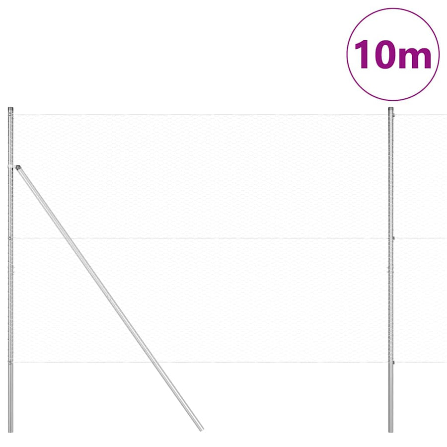 Afrasteringspaal Zilver 10 x 1,6 m (25 mm gaas) Staal