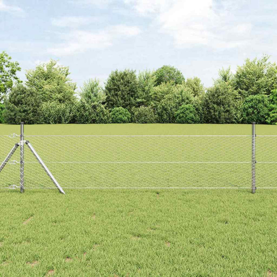 Afrasteringspaal Zilver 25 x 0,4 m (25 mm gaas) Staal