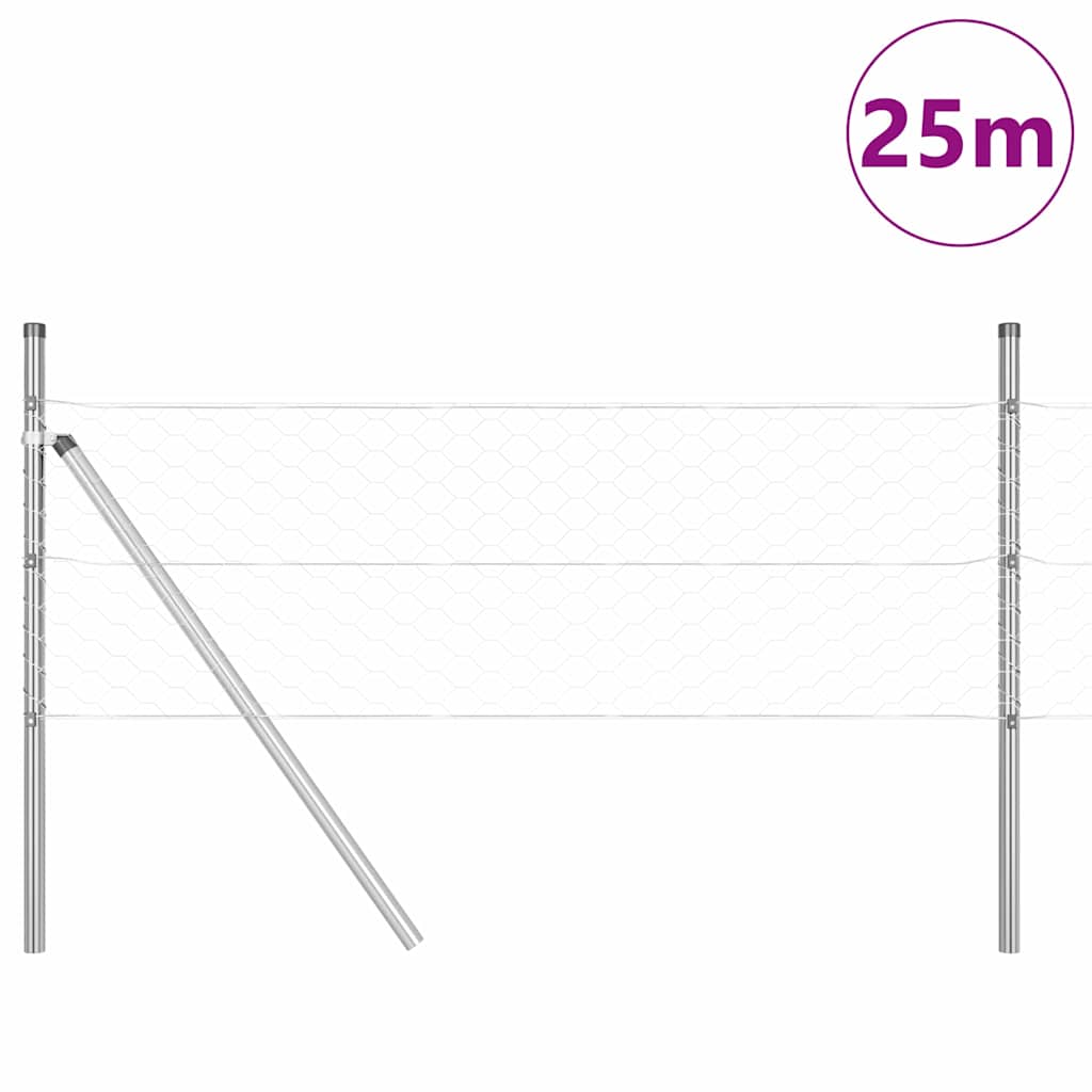 Afrasteringspaal Zilver 25 x 0,4 m (50 mm gaas) Staal