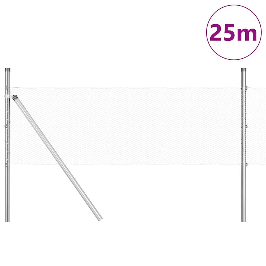 Afrasteringspaal Zilver 25 x 0,5 m (13 mm gaas) Staal