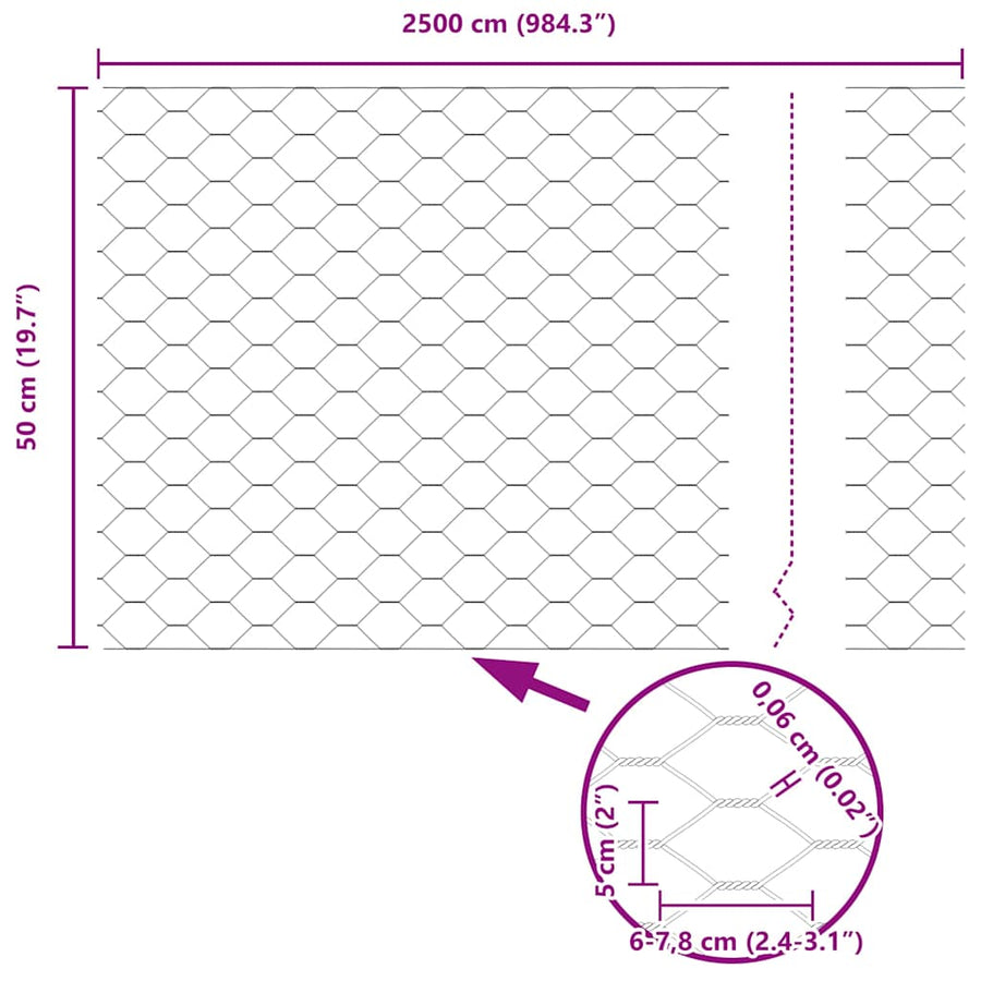 Afrasteringspaal Zilver 25 x 0,5 m (50 mm gaas) Staal