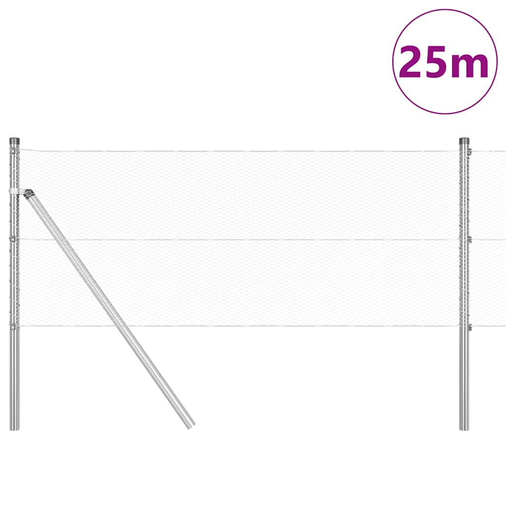 Afrasteringspaal Zilver 25 x 0,6 m (13 mm gaas) Staal