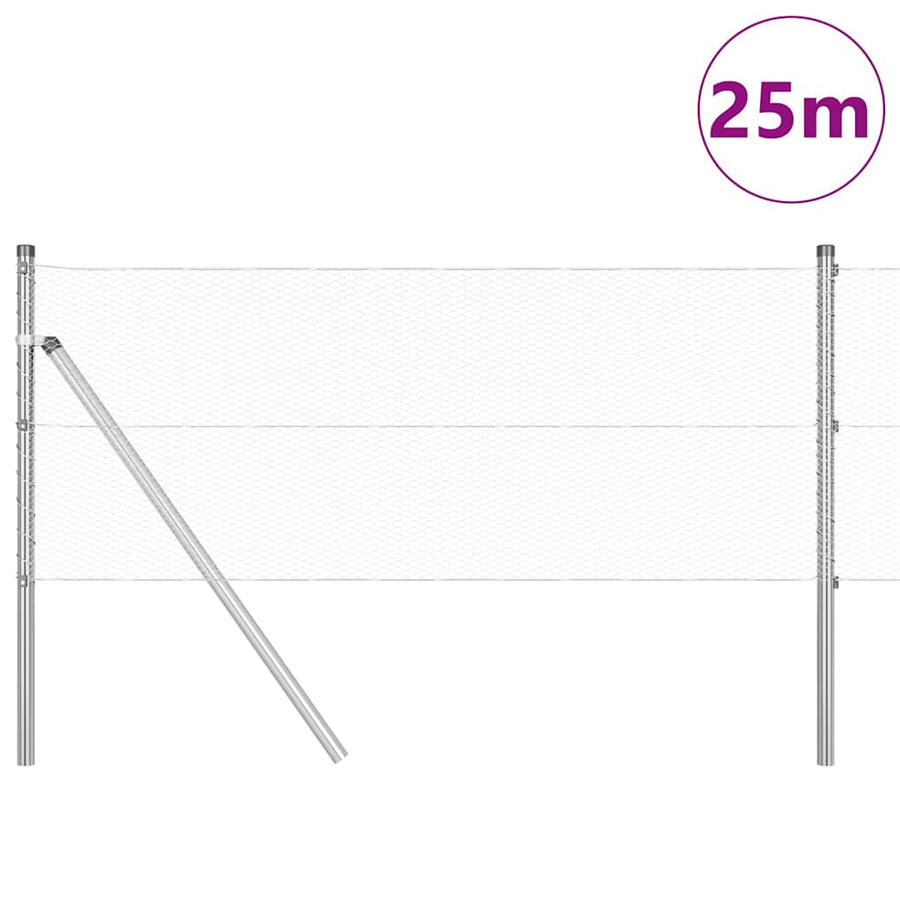 Afrasteringspaal Zilver 25 x 0,6 m (13 mm gaas) Staal
