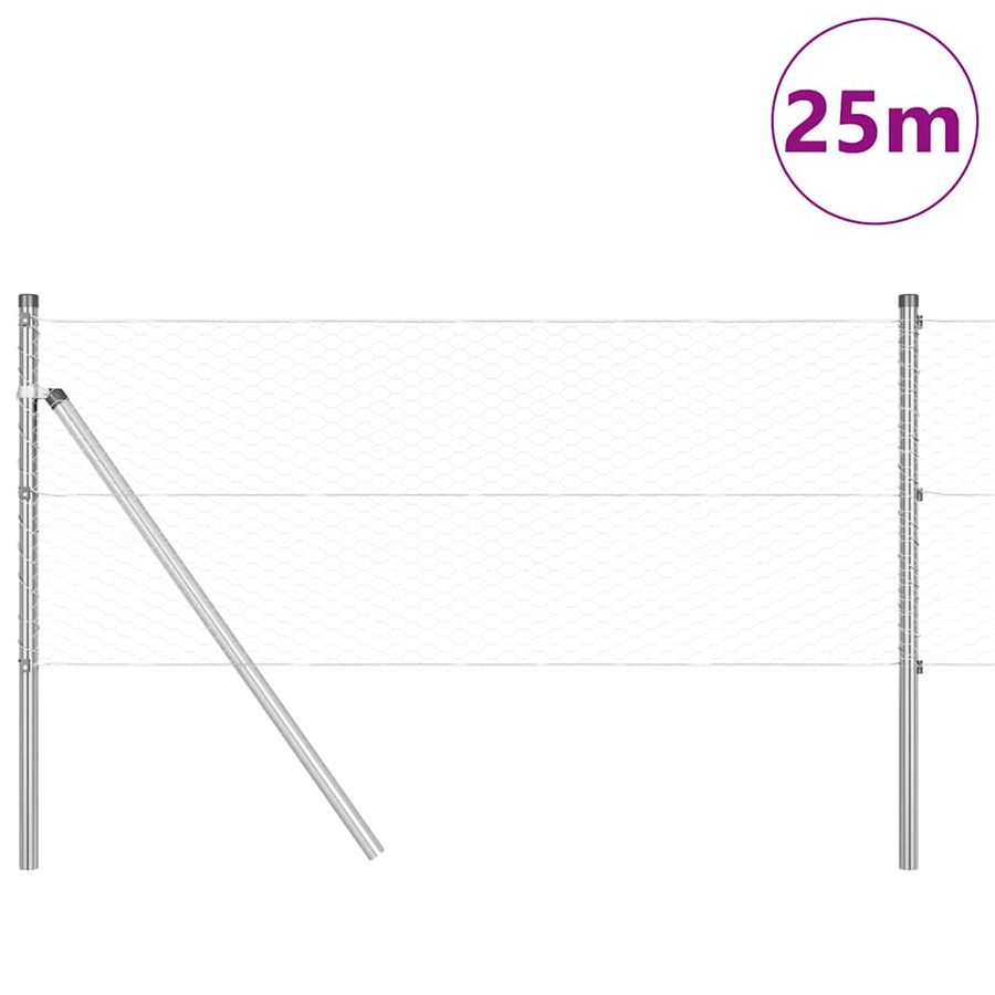 Afrasteringspaal Zilver 25 x 0,6 m (25 mm gaas) Staal