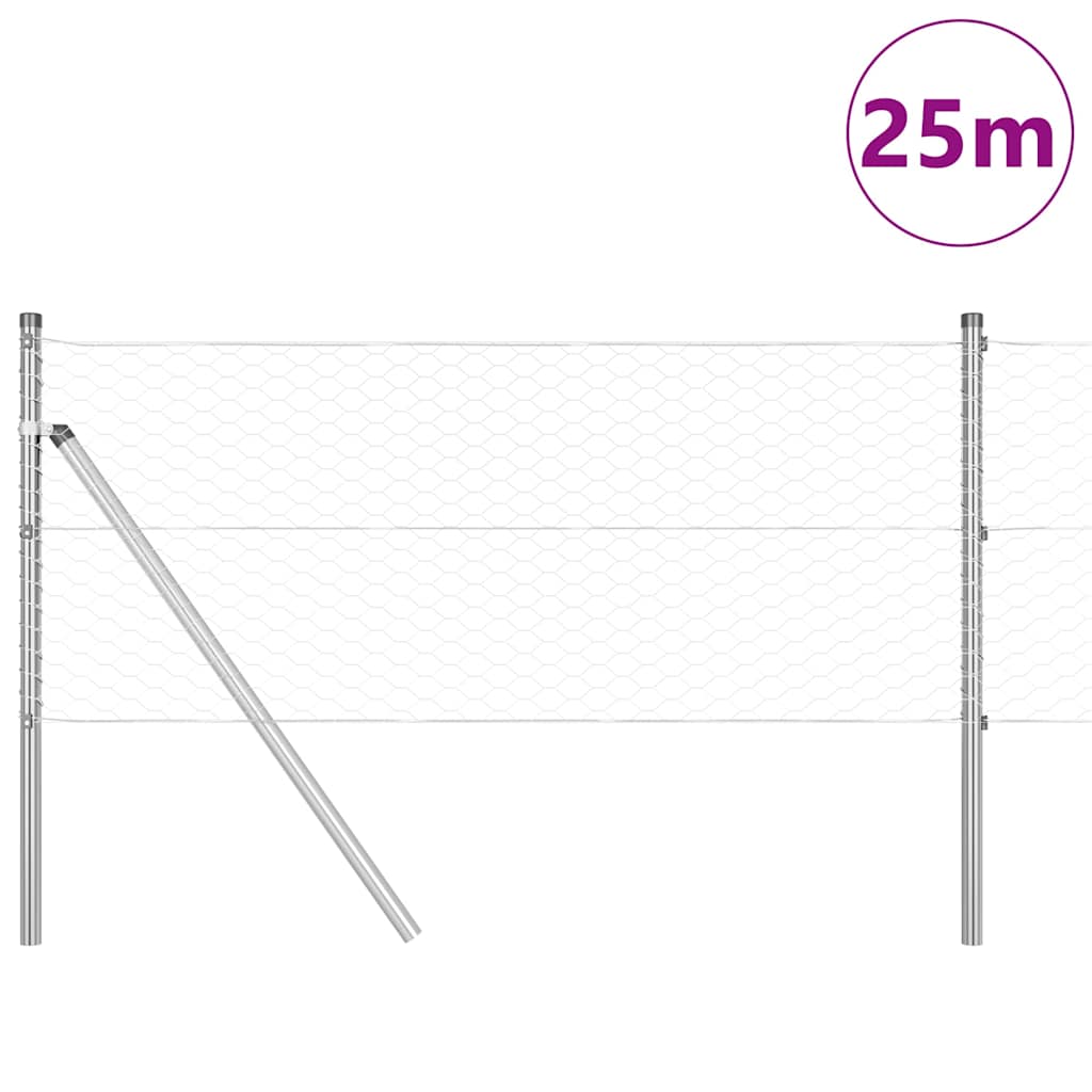 Afrasteringspaal Zilver 25 x 0,6 m (36 mm gaas) Staal