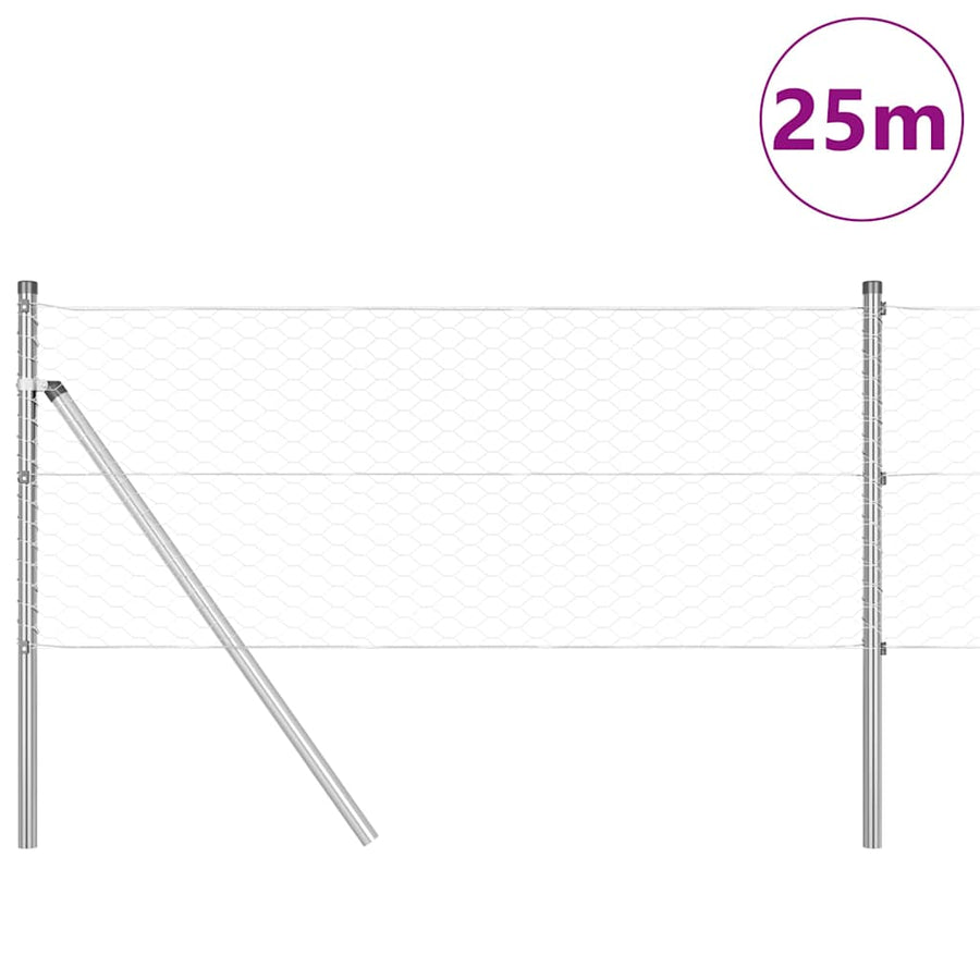 Afrasteringspaal Zilver 25 x 0,6 m (36 mm gaas) Staal