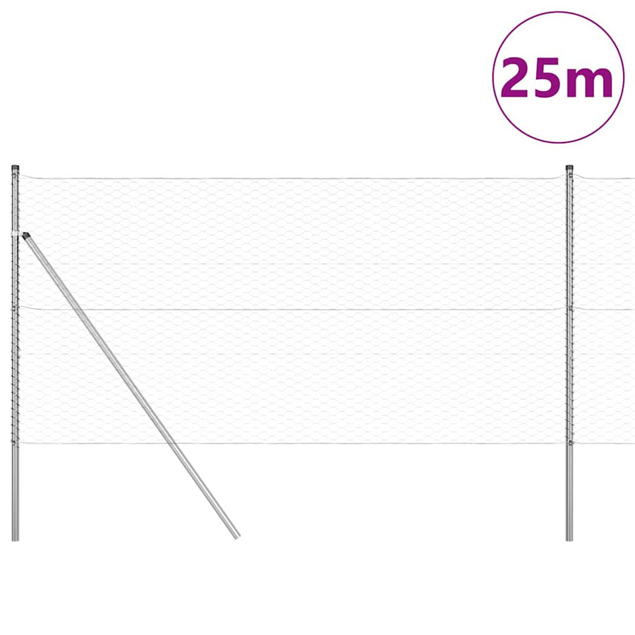 Afrasteringspaal Zilver 25 x 1 m (36 mm gaas) Staal