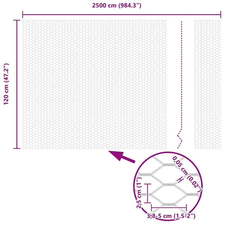 Afrasteringspaal Zilver 25 x 1,2 m (25 mm gaas) Staal