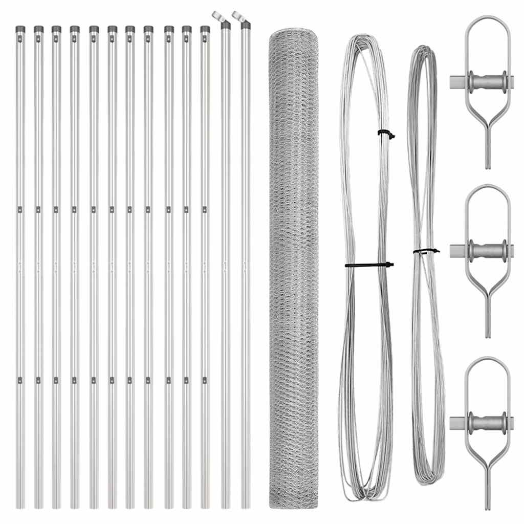 Afrasteringspaal Zilver 25 x 1,5 m (13 mm gaas) Staal