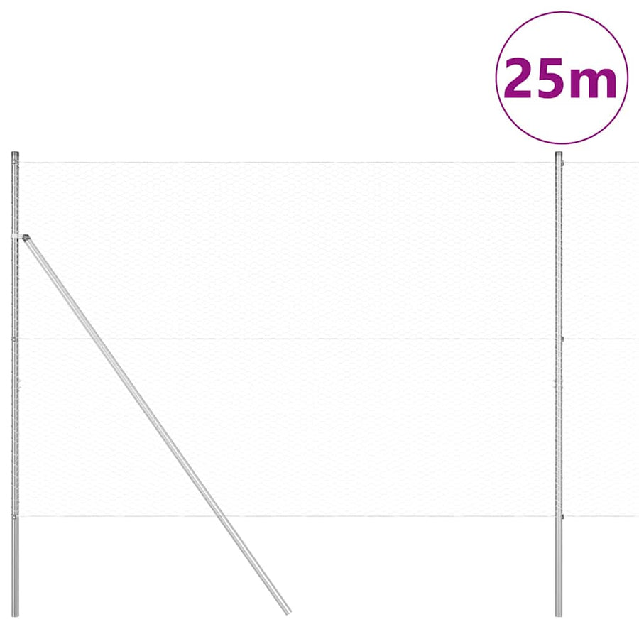 Afrasteringspaal Zilver 25 x 1,5 m (25 mm gaas) Staal