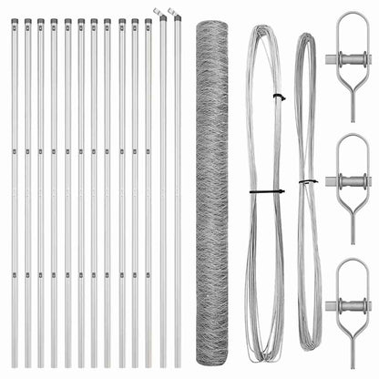 Afrasteringspaal Zilver 25 x 1,5 m (36 mm gaas) Staal