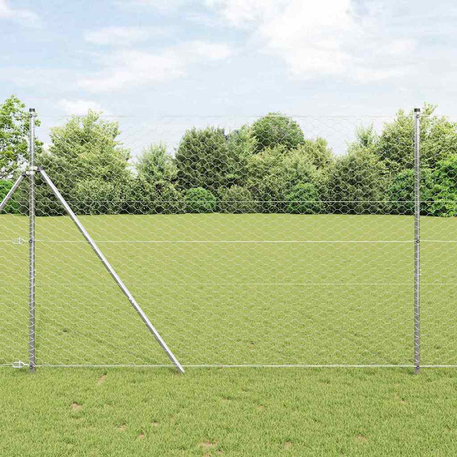 Afrasteringspaal Zilver 25 x 1,5 m (50 mm gaas) Staal