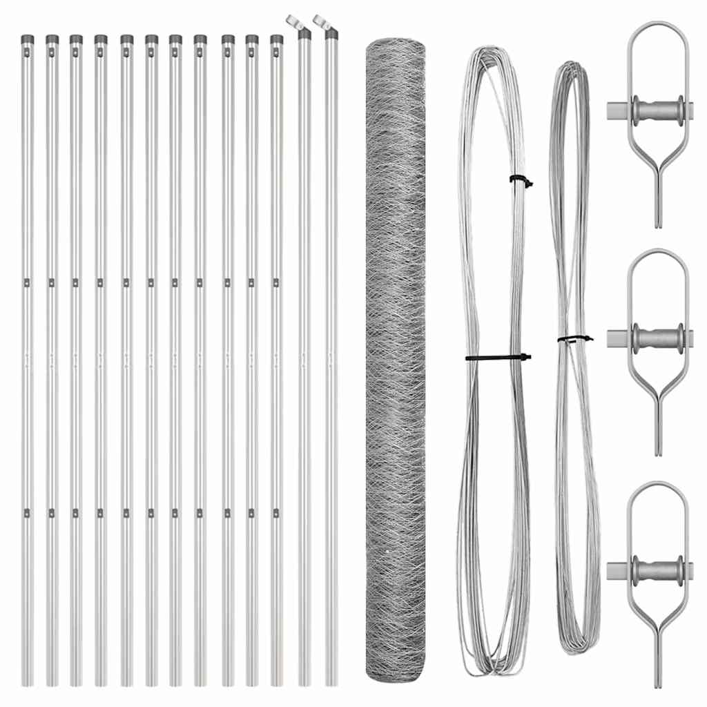 Afrasteringspaal Zilver 25 x 1,5 m (50 mm gaas) Staal