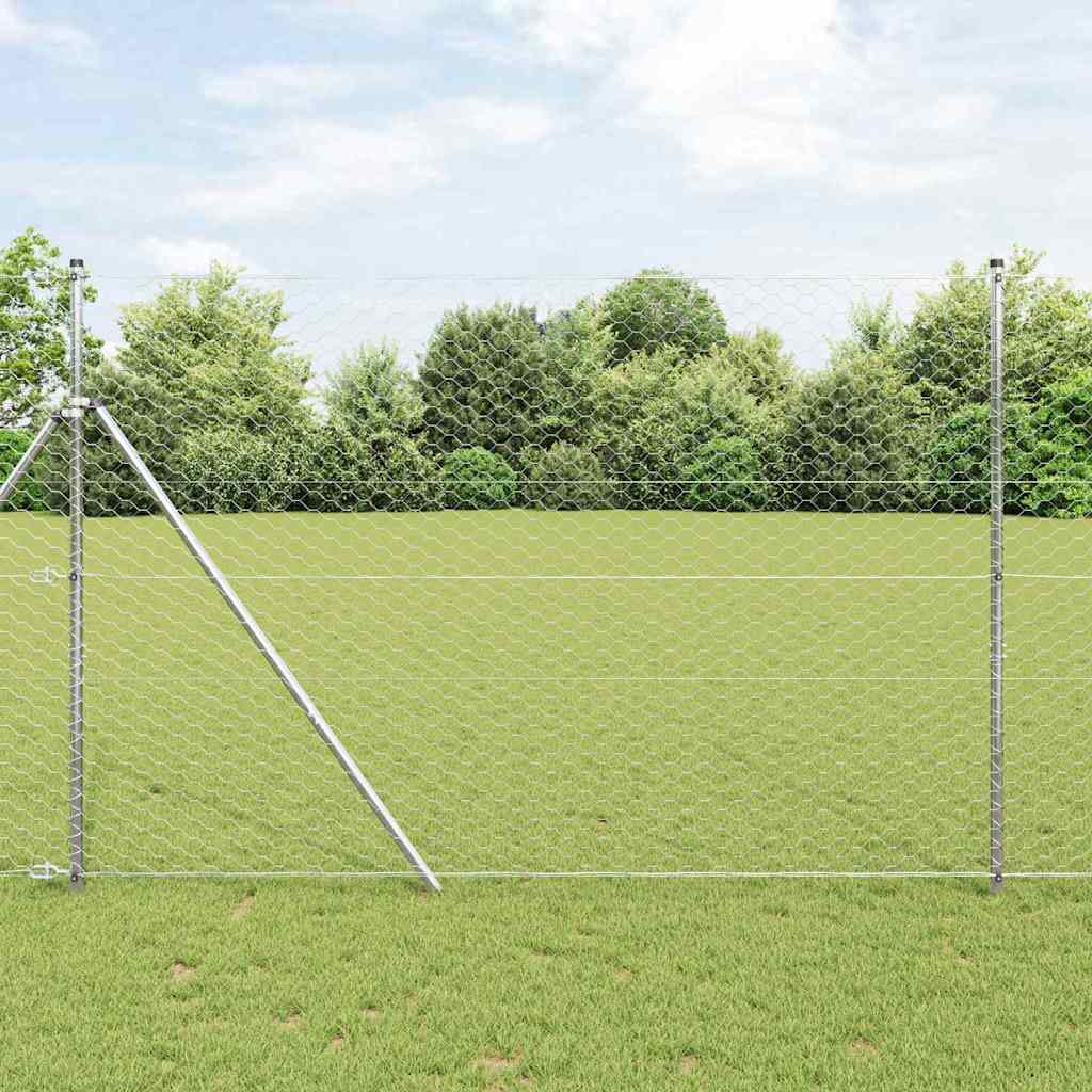 Afrasteringspaal Zilver 25 x 1,6 m (50 mm gaas) Staal