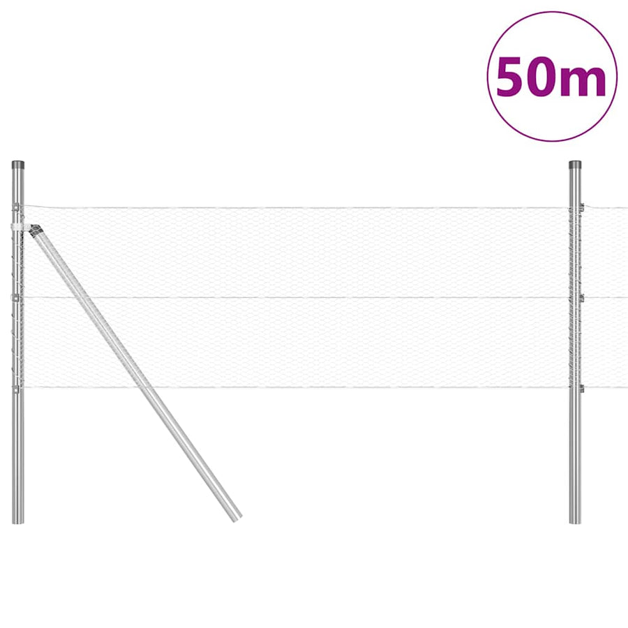 Afrasteringspaal Zilver 50 x 0,4 m (13 mm gaas) Staal