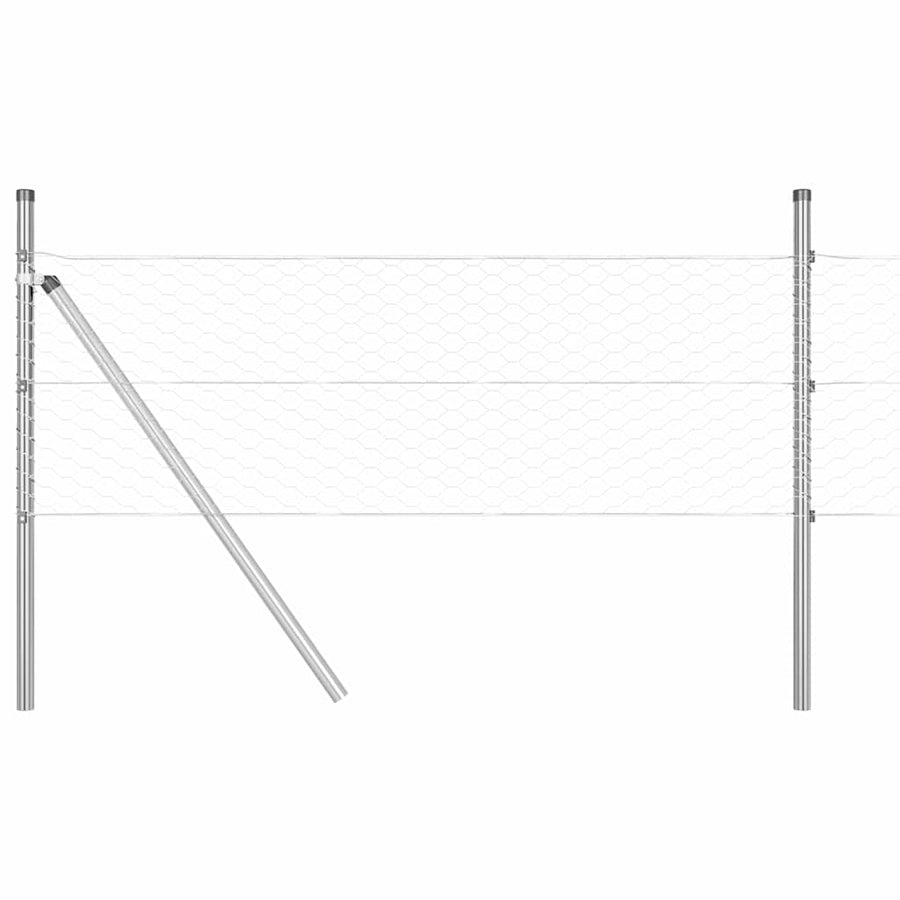 Afrasteringspaal Zilver 50 x 0,6 m (36 mm gaas) Staal