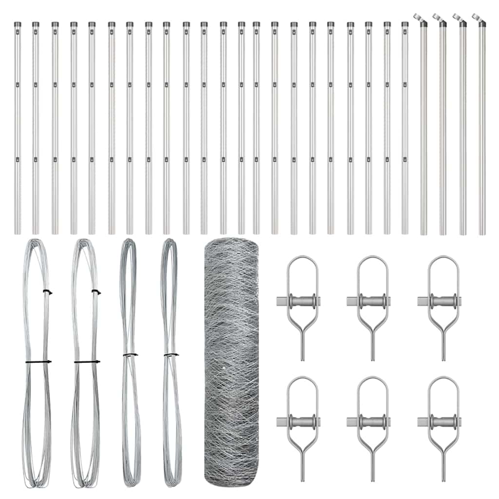 Afrasteringspaal Zilver 50 x 0,6 m (36 mm gaas) Staal