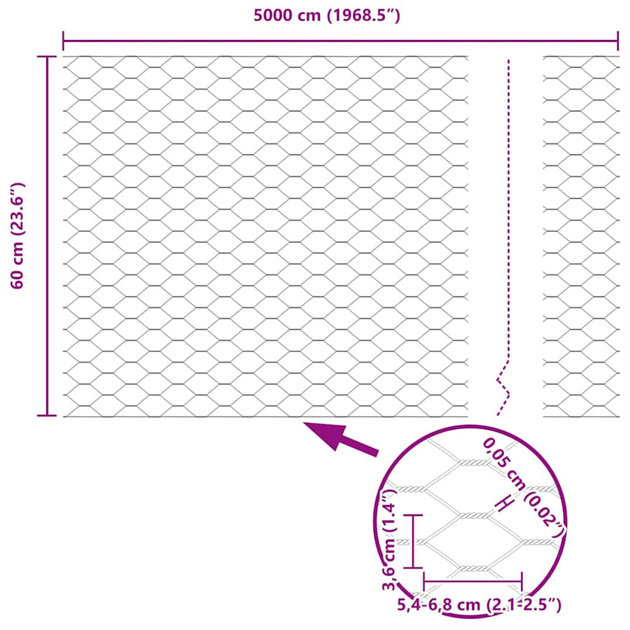 Afrasteringspaal Zilver 50 x 0,6 m (36 mm gaas) Staal