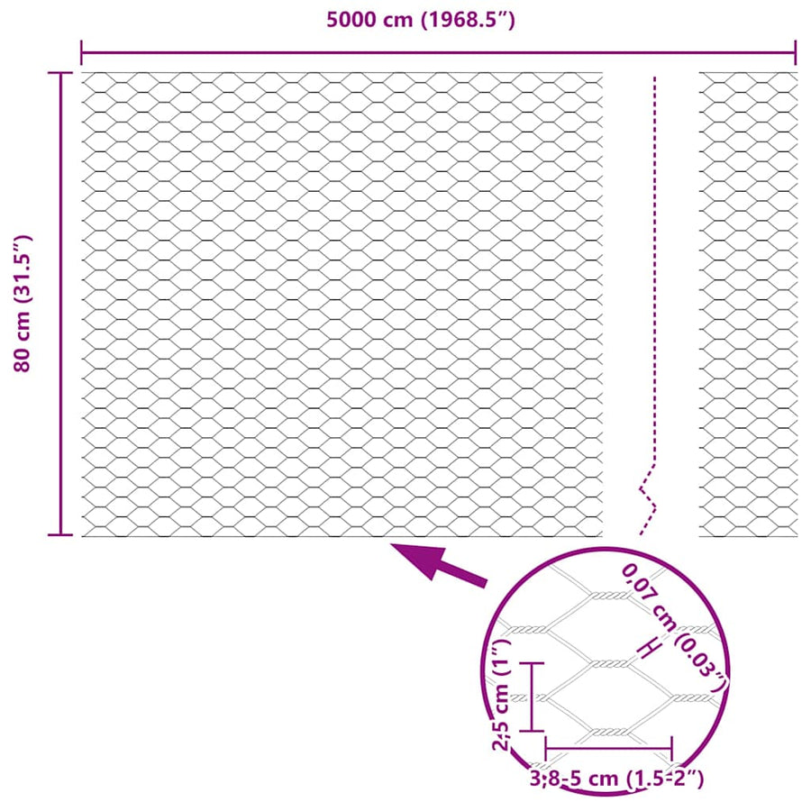 Afrasteringspaal Zilver 50 x 0,8 m (25 mm gaas) Staal