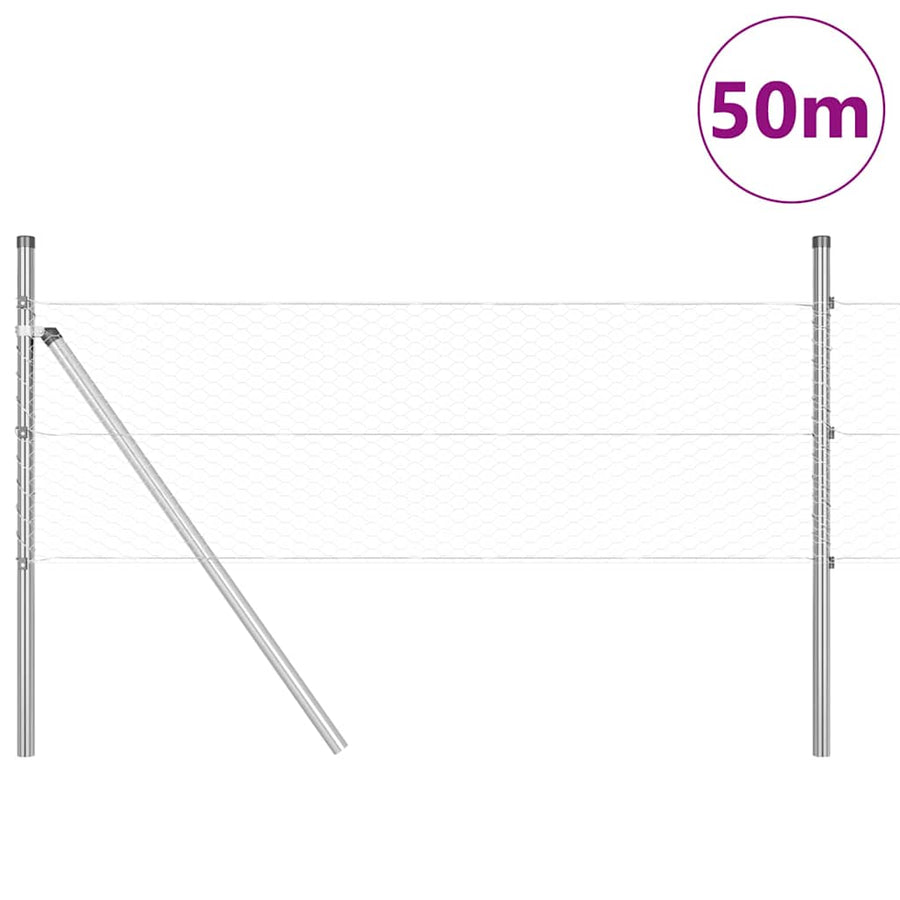 Afrasteringspaal Zilver 50 x 0,8 m (25 mm gaas) Staal