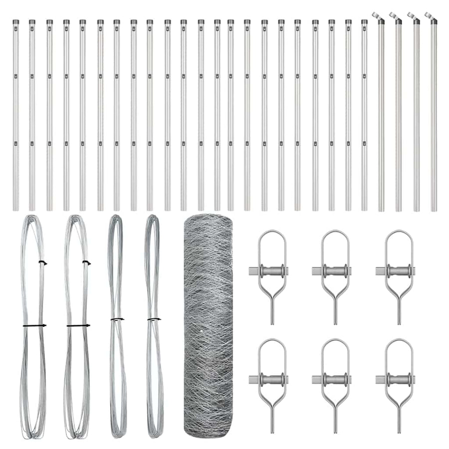 Afrasteringspaal Zilver 50 x 0,8 m (36 mm gaas) Staal
