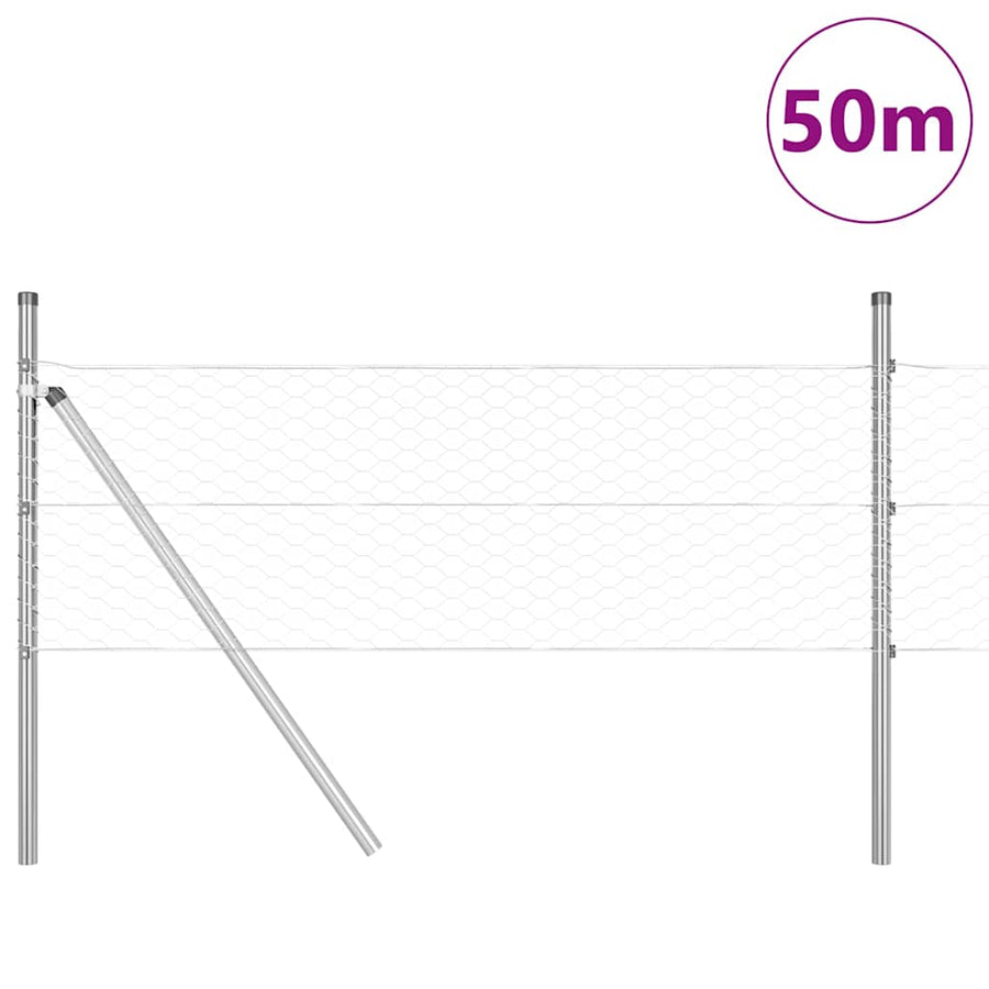 Afrasteringspaal Zilver 50 x 0,8 m (36 mm gaas) Staal