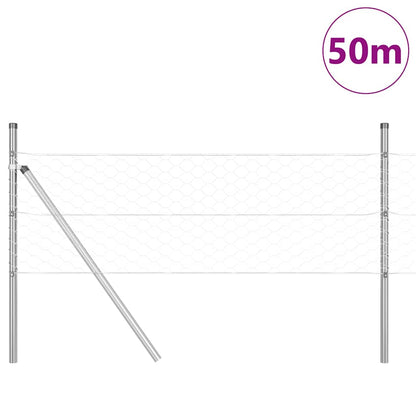 Afrasteringspaal Zilver 50 x 0,8 m (50 mm gaas) Staal