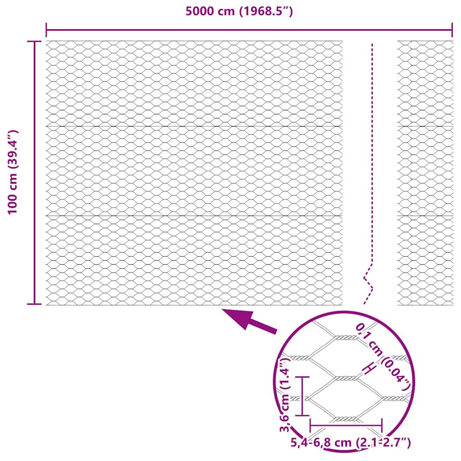 Afrasteringspaal Zilver 50 x 1 m (36 mm gaas) Staal