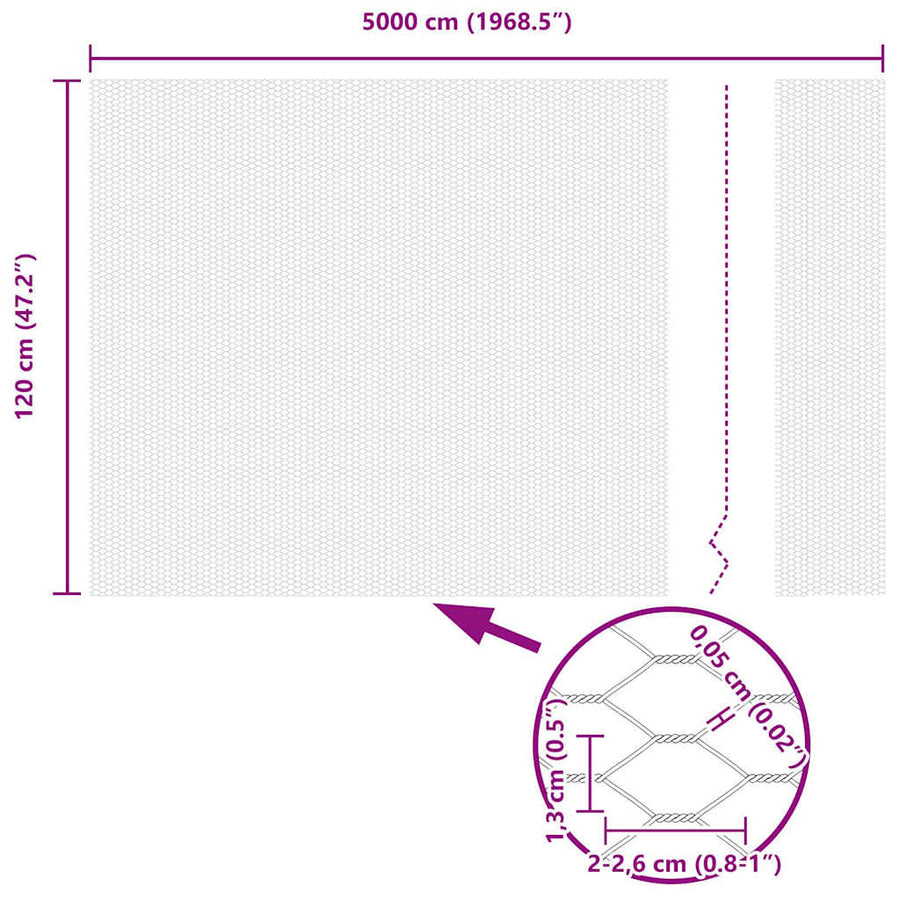 Afrasteringspaal Zilver 50 x 1,2 m (13 mm gaas) Staal