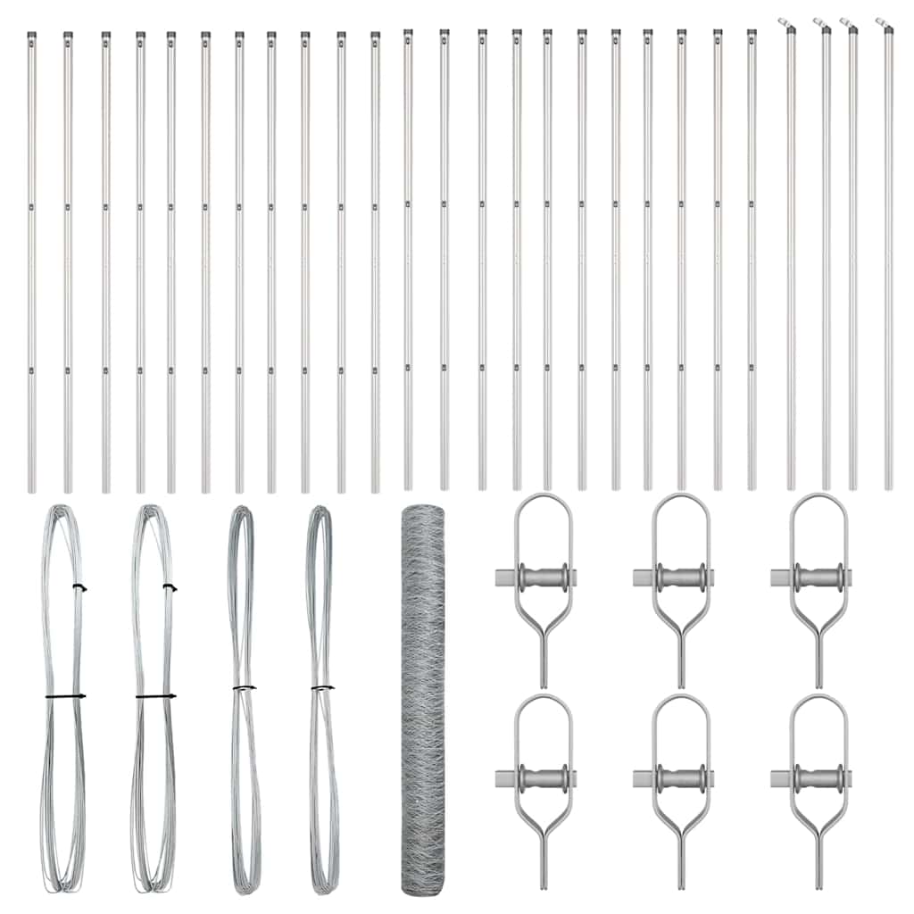 Afrasteringspaal Zilver 50 x 1,2 m (36 mm gaas) Staal