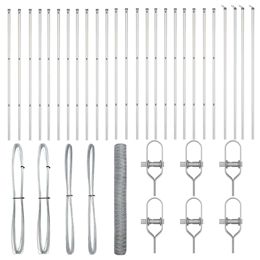 Afrasteringspaal Zilver 50 x 1,2 m (50 mm gaas) Staal