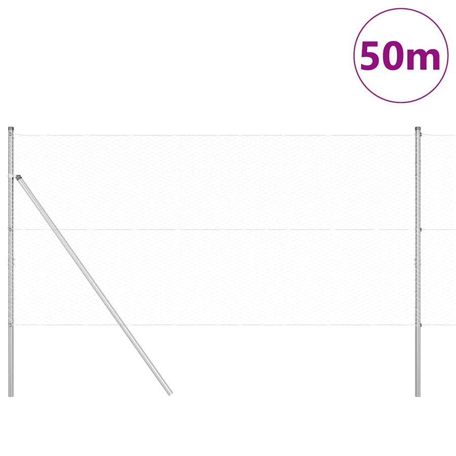 Afrasteringspaal Zilver 50 x 1,4 m (25 mm gaas) Staal