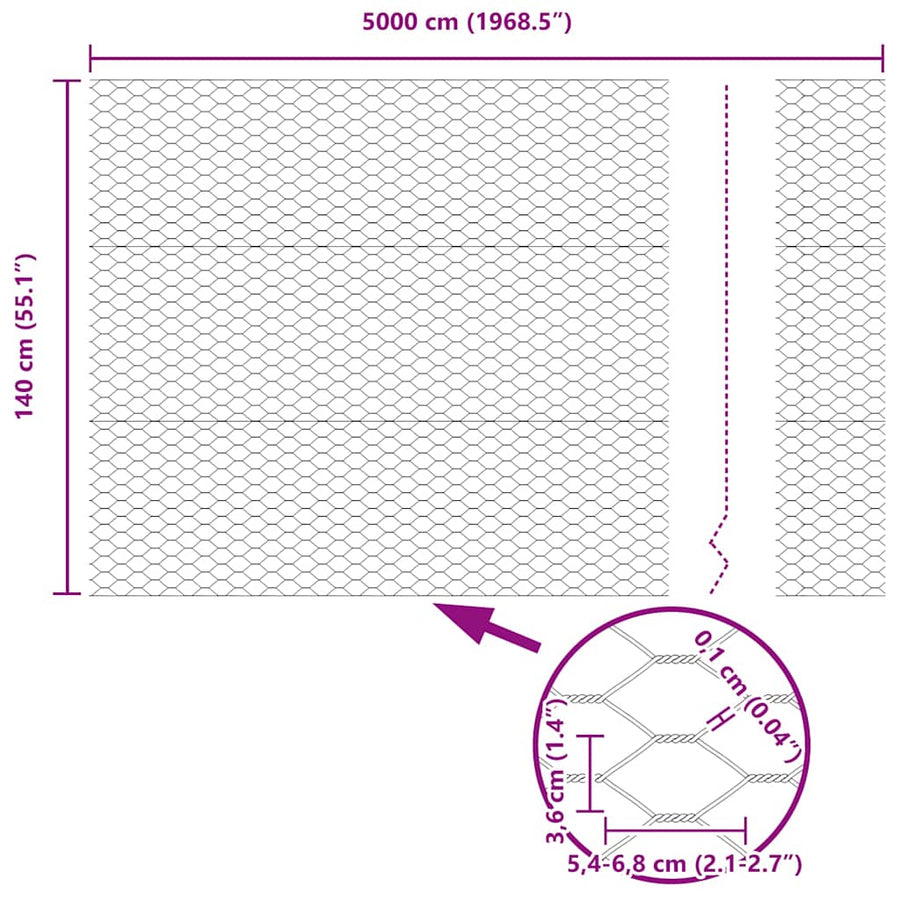 Afrasteringspaal Zilver 50 x 1,4 m (36 mm gaas) Staal
