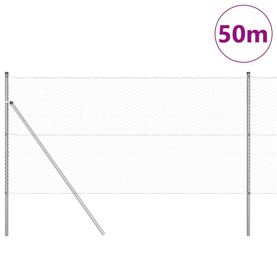 Afrasteringspaal Zilver 50 x 1,4 m (36 mm gaas) Staal